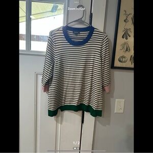 Modcloth Striped Blouse with Blue and Green Accents color block